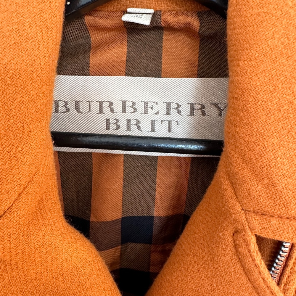 Burberry Brit Cropped Moto Military Jacket Amber Spiced Orange Ladies Size 4 - Picture 12 of 14